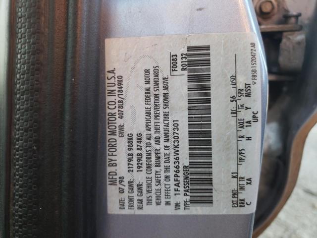 Photo 10 from auction – 1998 FORD CONTOUR LX with VIN 1FAFP6636WK307301