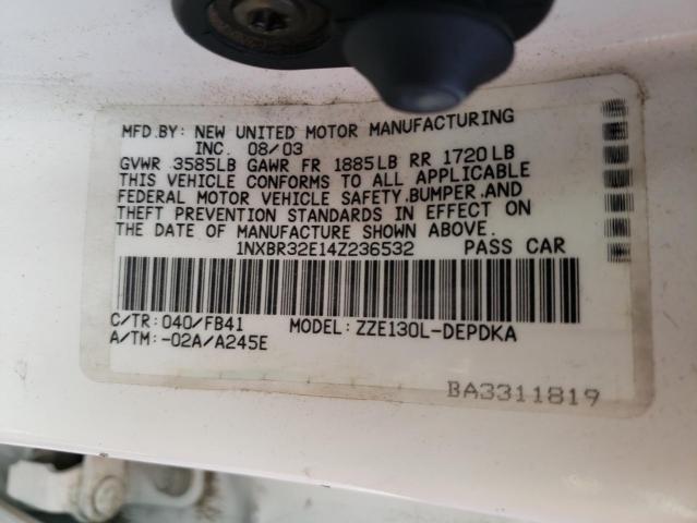Photo 10 from auction – 2004 TOYOTA COROLLA CE with VIN 1NXBR32E14Z236532