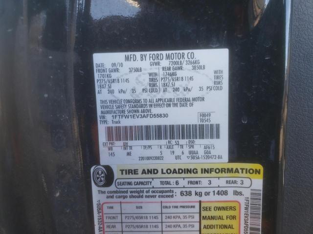 Photo 10 from auction – 2010 FORD F150 SUPER with VIN 1FTFW1EV3AFD55830