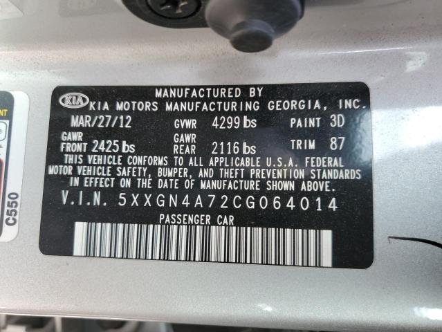 Photo 10 from auction – 2012 KIA OPTIMA EX with VIN 5XXGN4A72CG064014