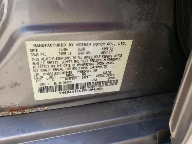 Photo 10 from auction – 2005 NISSAN MAXIMA SE with VIN 1N4BA41E05C825426