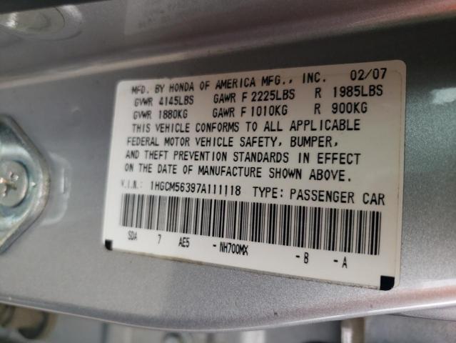 Photo 10 from auction – 2007 HONDA ACCORD SE with VIN 1HGCM56397A111118