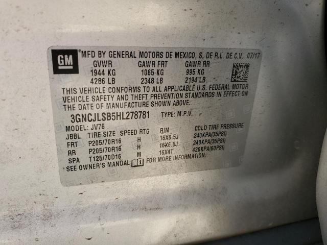 Photo 10 from auction – 2017 CHEVROLET TRAX 1LT with VIN 3GNCJLSB5HL278781