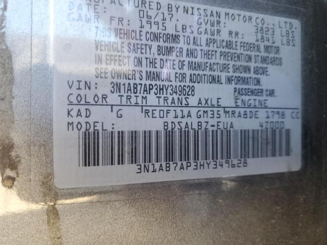 Photo 10 from auction – 2017 NISSAN SENTRA S with VIN 3N1AB7AP3HY349628