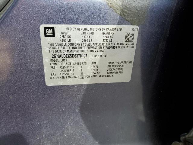 Photo 10 from auction – 2013 CHEVROLET EQUINOX LT with VIN 2GNALDEK5D6370197