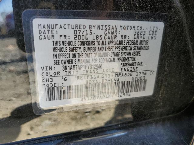 Photo 10 from auction – 2015 NISSAN SENTRA S with VIN 3N1AB7AP1FY312946