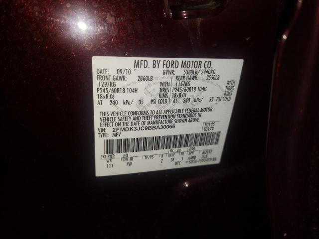 Photo 10 from auction – 2011 FORD EDGE SEL with VIN 2FMDK3JC9BBA30066