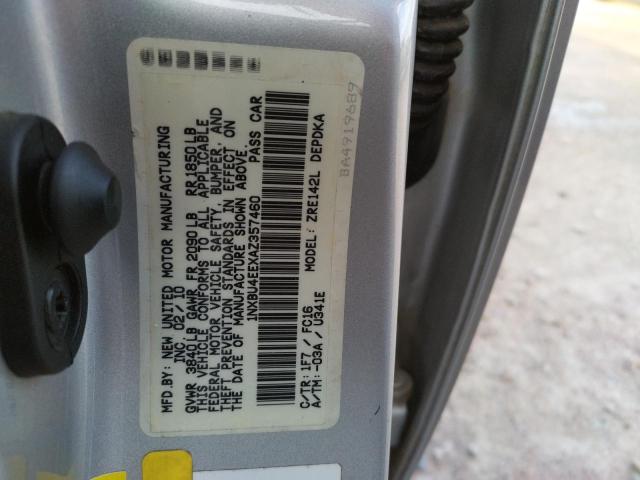 Photo 10 from auction – 2010 TOYOTA COROLLA BA with VIN 1NXBU4EEXAZ357460