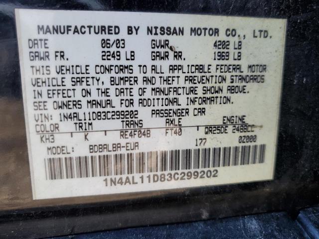 Photo 10 from auction – 2003 NISSAN ALTIMA BAS with VIN 1N4AL11D83C299202