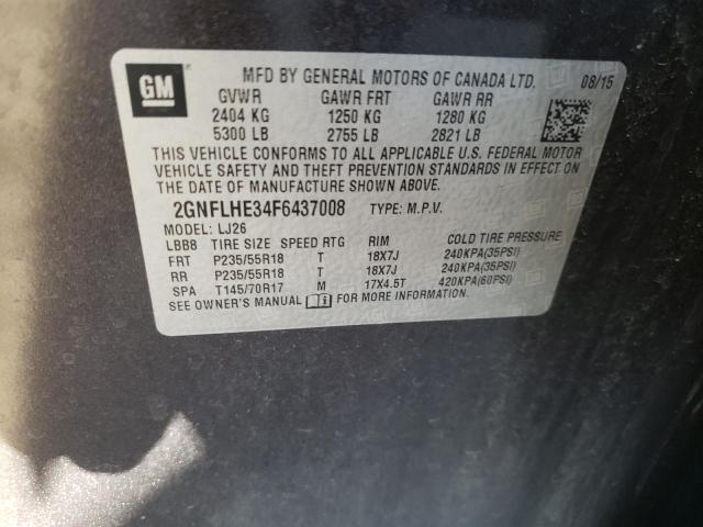 Photo 10 from auction – 2015 CHEVROLET EQUINOX LT with VIN 2GNFLHE34F6437008