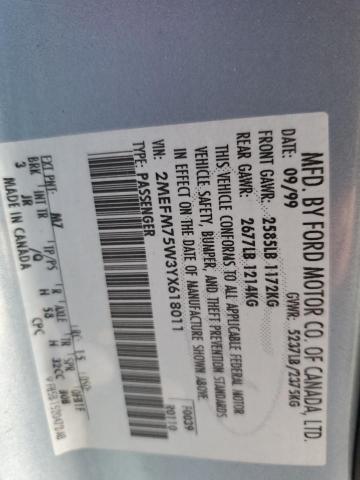 Photo 10 from auction – 2000 MERCURY GRAND MARQ with VIN 2MEFM75W3YX618011