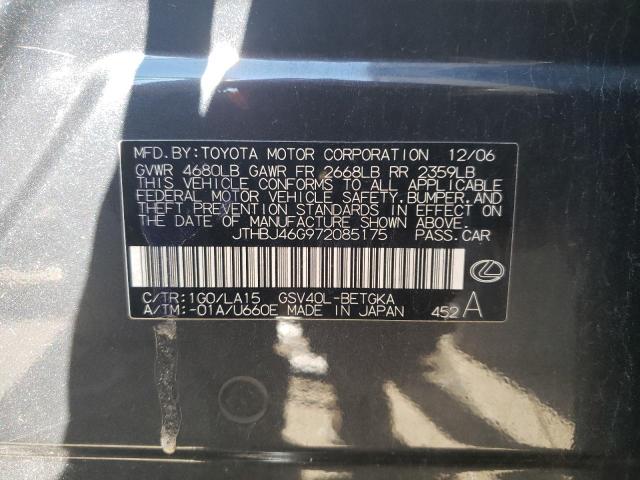 Photo 10 from auction – 2007 LEXUS ES 350 with VIN JTHBJ46G972085175