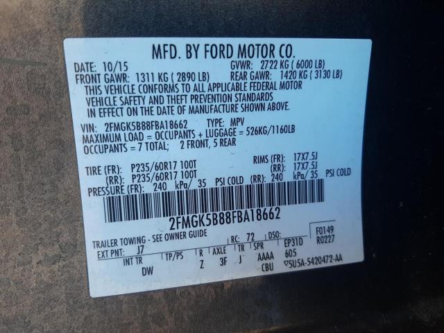 Photo 10 from auction – 2015 FORD FLEX SE with VIN 2FMGK5B88FBA18662
