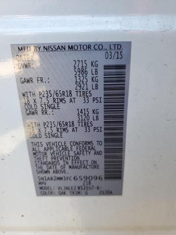 Photo 10 from auction – 2015 NISSAN PATHFINDER with VIN 5N1AR2MM3FC659096