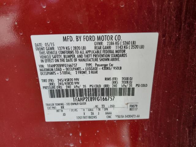 Photo 10 from auction – 2015 FORD TAURUS SEL with VIN 1FAHP2E89FG166757