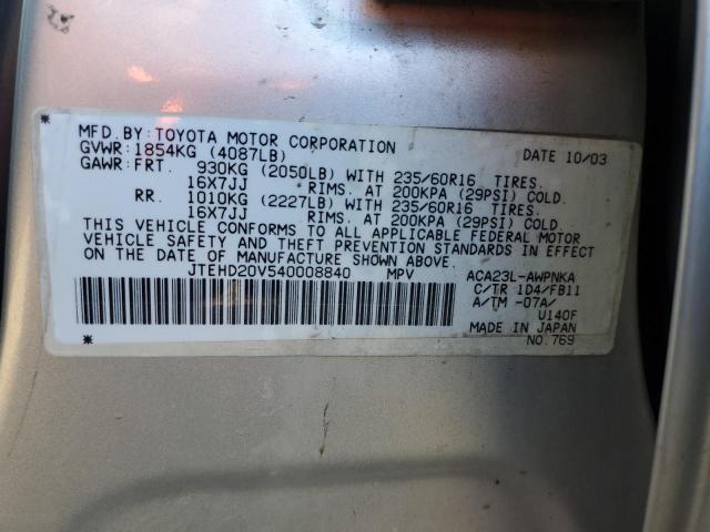 Photo 10 from auction – 2004 TOYOTA RAV4 with VIN JTEHD20V540008840