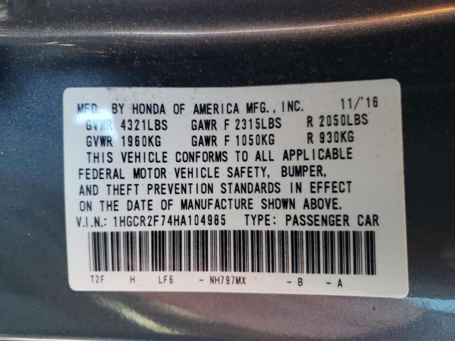 Photo 10 from auction – 2017 HONDA ACCORD EX with VIN 1HGCR2F74HA104985