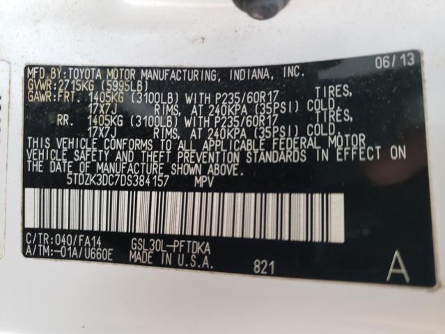 Photo 10 from auction – 2013 TOYOTA SIENNA with VIN 5TDZK3DC7DS384157