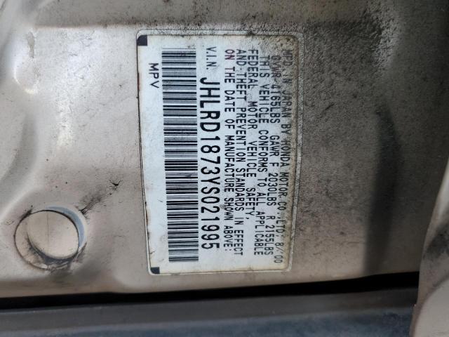 Photo 10 from auction – 2000 HONDA CR-V SE with VIN JHLRD1873YS021995
