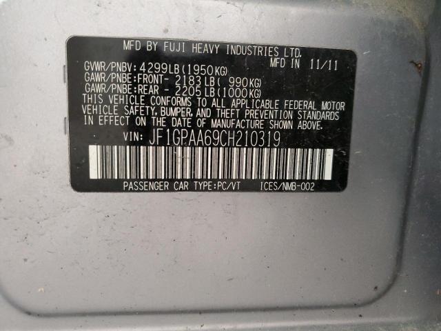 Photo 10 from auction – 2012 SUBARU IMPREZA with VIN JF1GPAA69CH210319