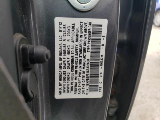 Photo 10 from auction – 2012 HONDA CIVIC LX with VIN 19XFB2F51CE332608