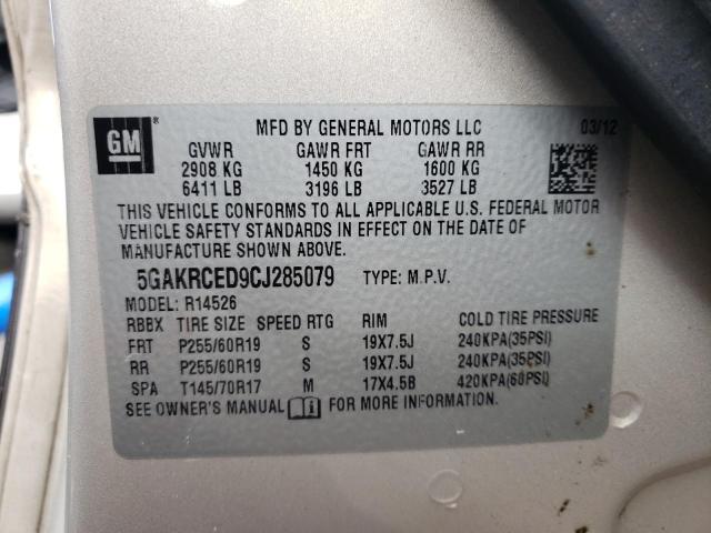 Photo 10 from auction – 2012 BUICK ENCLAVE with VIN 5GAKRCED9CJ285079