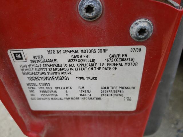 Photo 10 from auction – 2001 CHEVROLET SILVERADO with VIN 1GCEC19V01E100301
