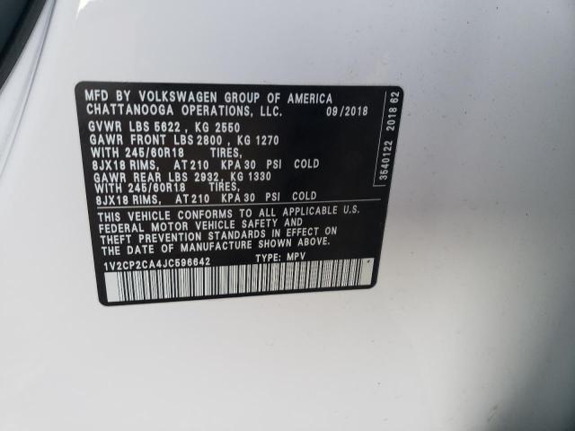 Photo 10 from auction – 2018 VOLKSWAGEN ATLAS SE with VIN 1V2CP2CA4JC596642