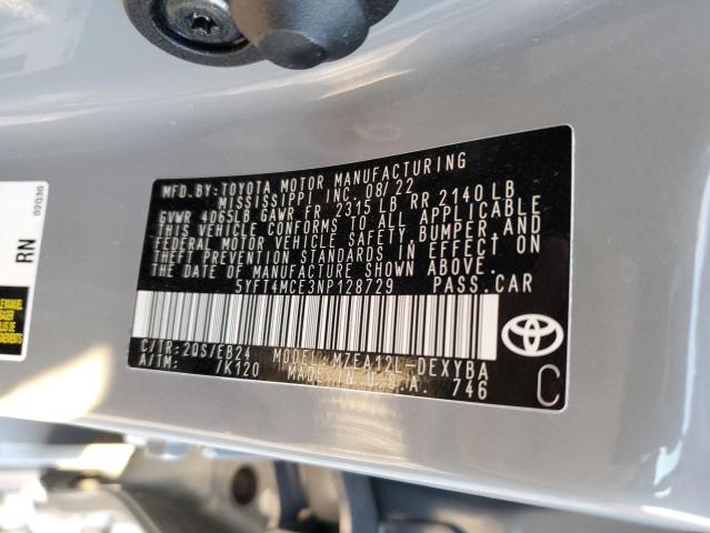 Photo 10 from auction – 2022 TOYOTA COROLLA XS with VIN 5YFT4MCE3NP128729