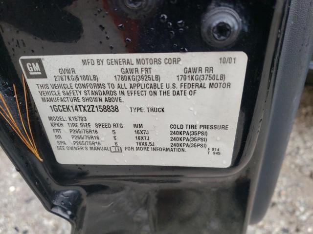 Photo 10 from auction – 2002 CHEVROLET SILVERADO with VIN 1GCEK14TX2Z158838