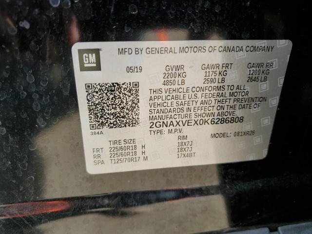 Photo 10 from auction – 2019 CHEVROLET EQUINOX LT with VIN 2GNAXVEX0K6286808