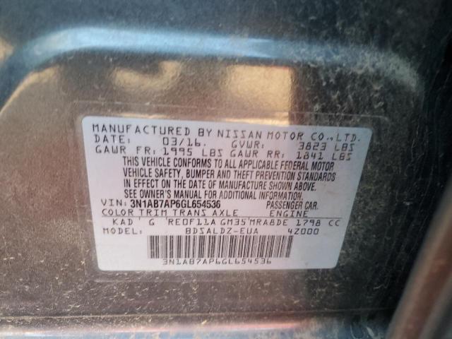 Photo 10 from auction – 2016 NISSAN SENTRA S with VIN 3N1AB7AP6GL654536