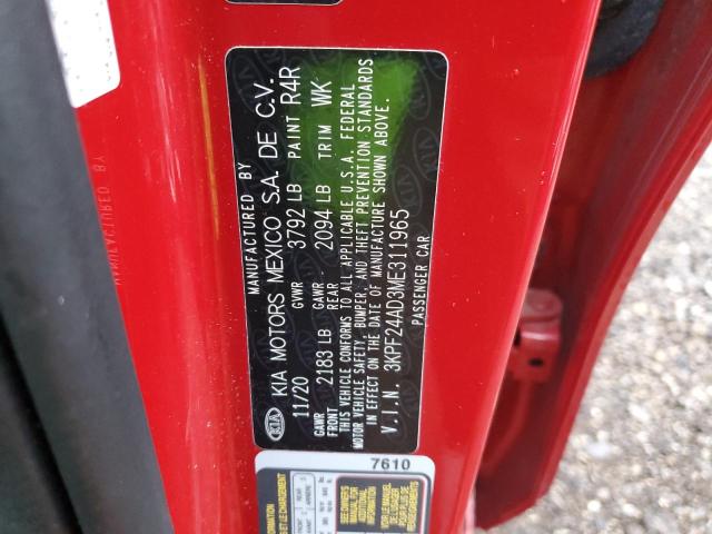 Photo 10 from auction – 2021 KIA FORTE FE with VIN 3KPF24AD3ME311965