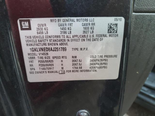 Photo 10 from auction – 2010 GMC ACADIA SLT with VIN 1GKLVNED8AJ251789