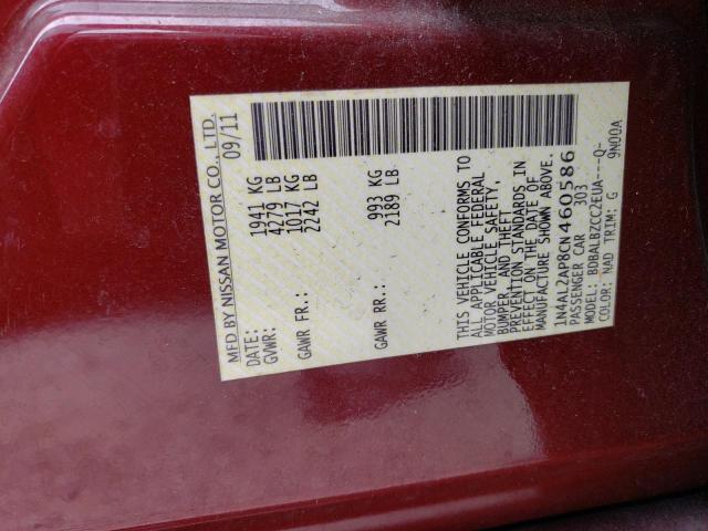 Photo 10 from auction – 2012 NISSAN ALTIMA BAS with VIN 1N4AL2AP8CN460586
