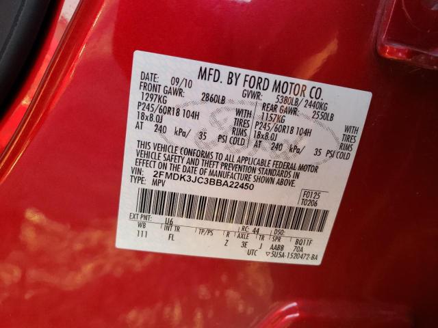 Photo 10 from auction – 2011 FORD EDGE SEL with VIN 2FMDK3JC3BBA22450