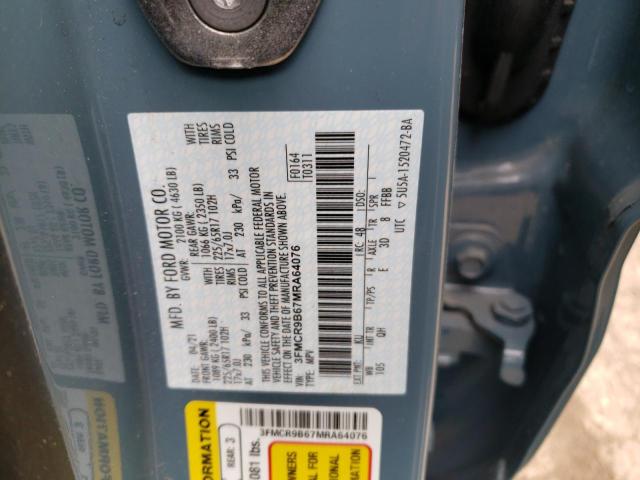 Photo 10 from auction – 2021 FORD BRONCO SPO with VIN 3FMCR9B67MRA64076