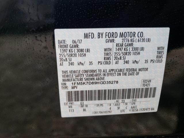 Photo 10 from auction – 2017 FORD EXPLORER X with VIN 1FM5K7D89HGD35278