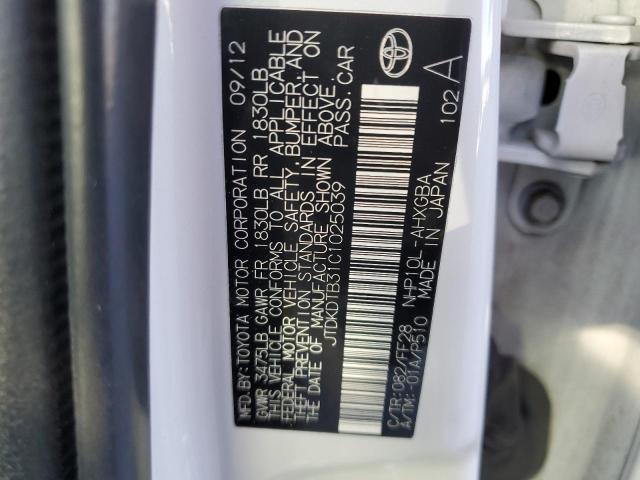 Photo 10 from auction – 2012 TOYOTA PRIUS C with VIN JTDKDTB31C1025039