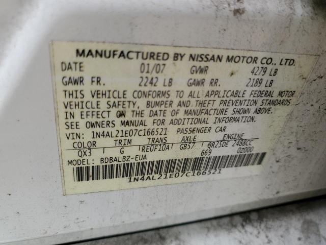 Photo 10 from auction – 2007 NISSAN ALTIMA 2.5 with VIN 1N4AL21E07C166521
