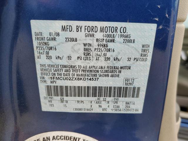 Photo 10 from auction – 2008 FORD ESCAPE XLS with VIN 1FMCU02ZX8KD14537