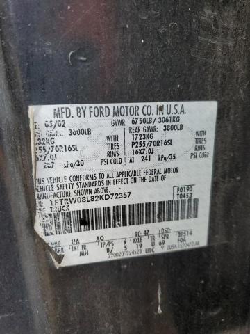Photo 10 from auction – 2002 FORD F150 SUPER with VIN 1FTRW08L82KD72357