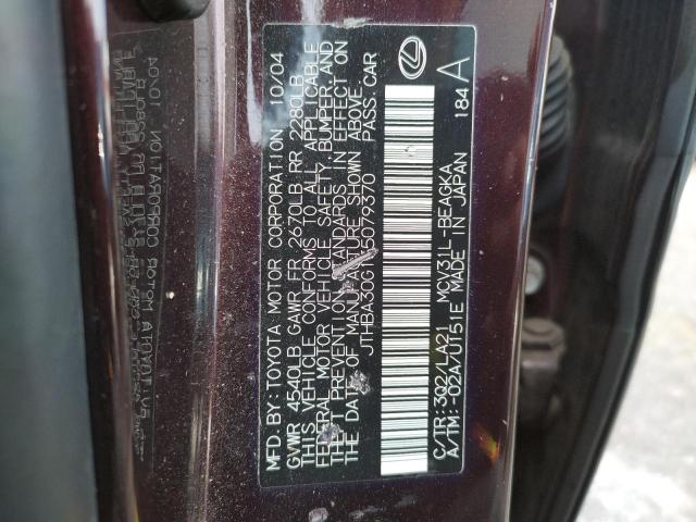 Photo 10 from auction – 2005 LEXUS ES 330 with VIN JTHBA30G155079370