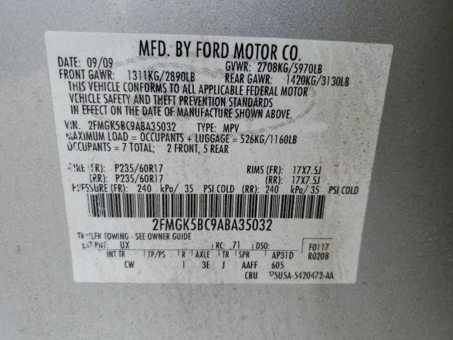 Photo 10 from auction – 2010 FORD FLEX SE with VIN 2FMGK5BC9ABA35032