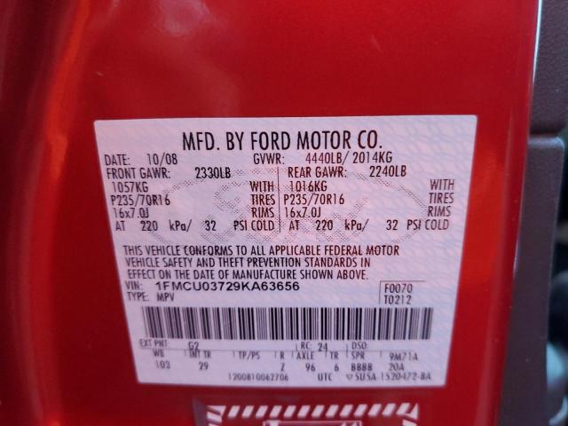 Photo 10 from auction – 2009 FORD ESCAPE XLT with VIN 1FMCU03729KA63656