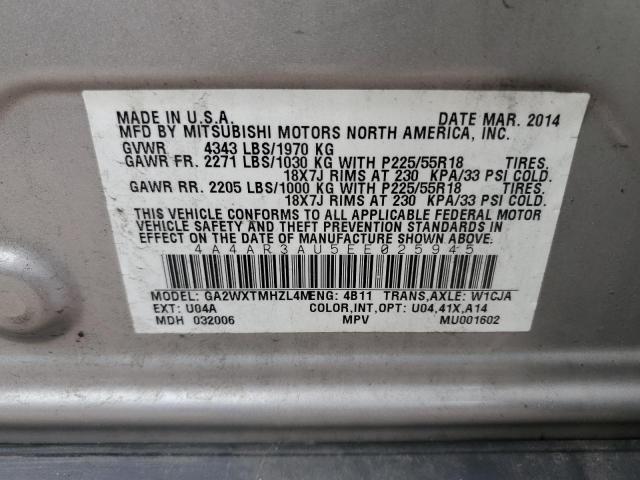 Photo 10 from auction – 2014 MITSUBISHI OUTLANDER with VIN 4A4AR3AU5EE025945