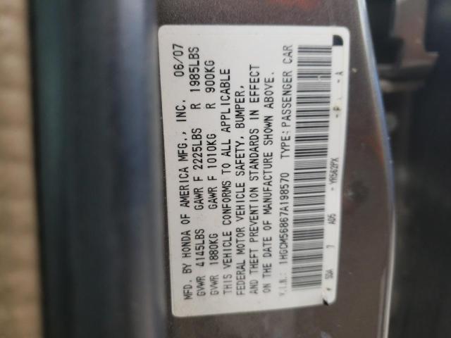 Photo 10 from auction – 2007 HONDA ACCORD with VIN 1HGCM56867A198570