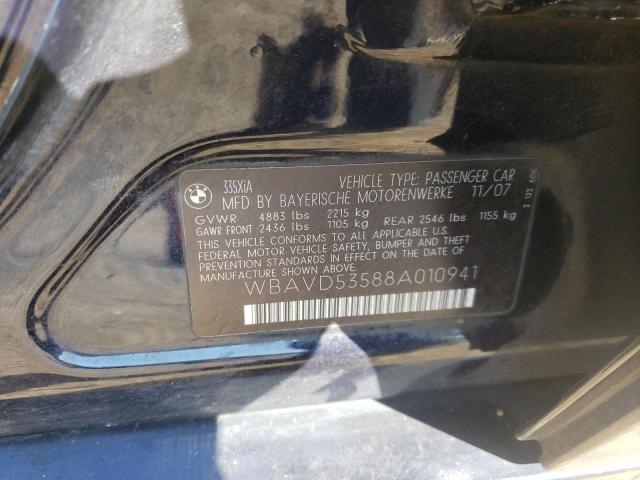 Photo 10 from auction – 2008 BMW 335 XI with VIN WBAVD53588A010941