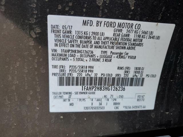 Photo 10 from auction – 2017 FORD TAURUS SEL with VIN 1FAHP2H83HG126236