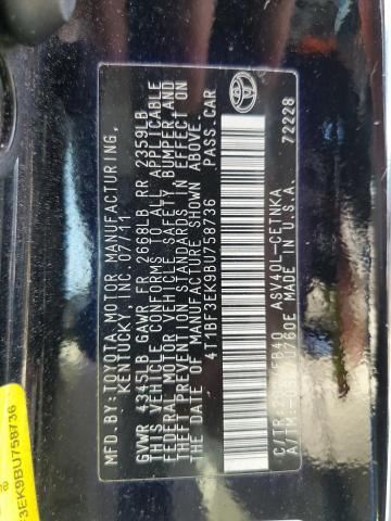 Photo 10 from auction – 2011 TOYOTA CAMRY BASE with VIN 4T1BF3EK9BU758736